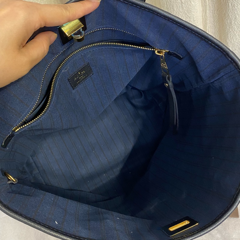 LouisVuitton 藏藍色 全皮壓紋tote包 可手提單肩-8