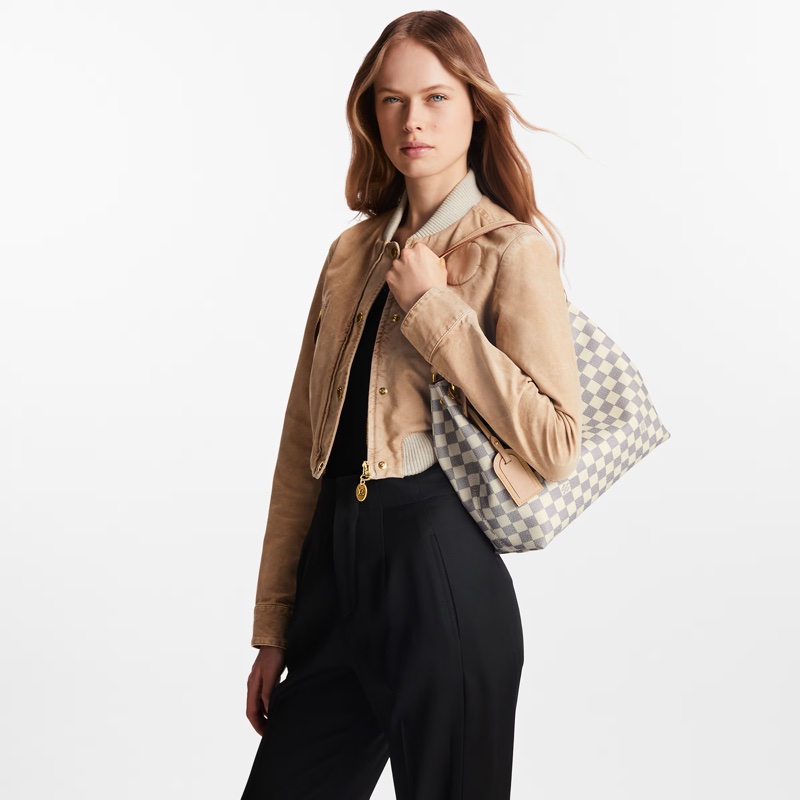 二手Louis Vuitton LV白色棋盤格graceful單肩肩背包PM-2