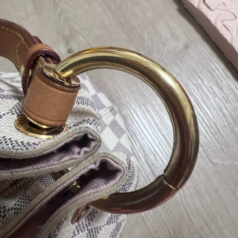 二手Louis Vuitton LV白色棋盤格graceful單肩肩背包PM-13
