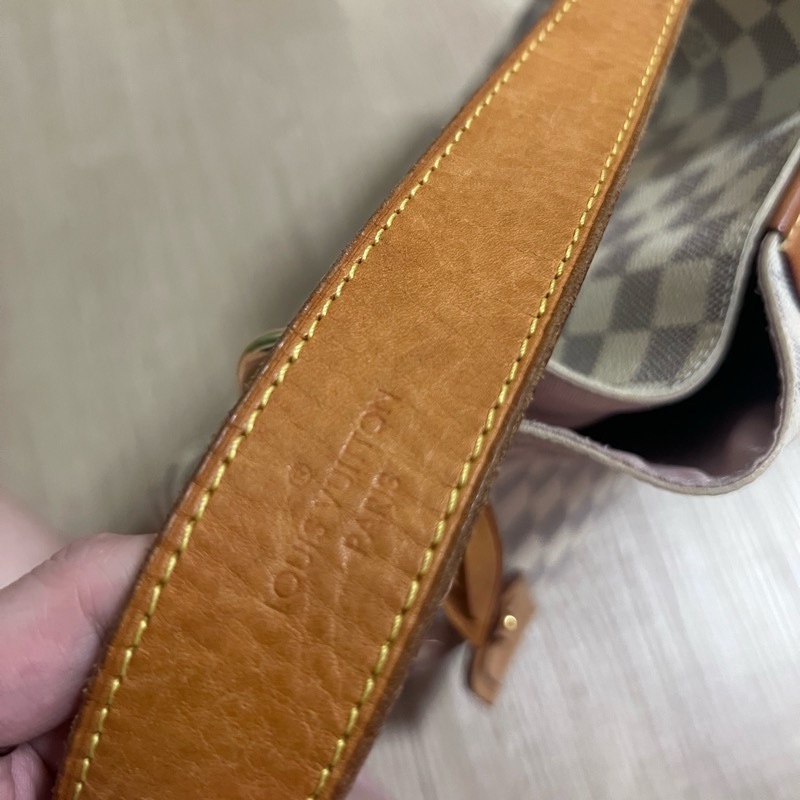 二手Louis Vuitton LV白色棋盤格graceful單肩肩背包PM-15