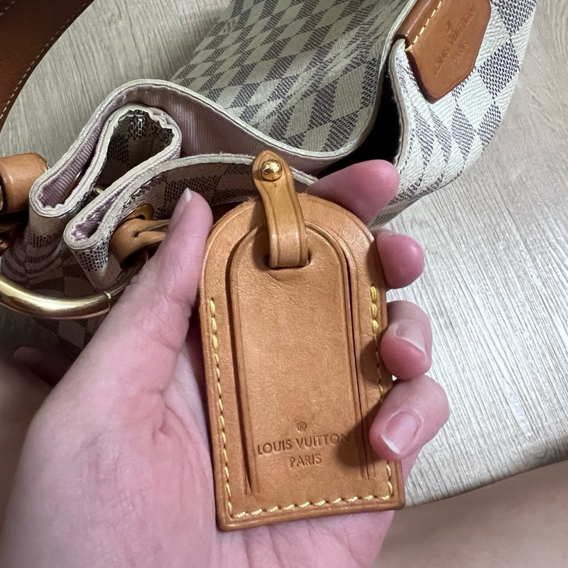 二手Louis Vuitton LV白色棋盤格graceful單肩肩背包PM-16