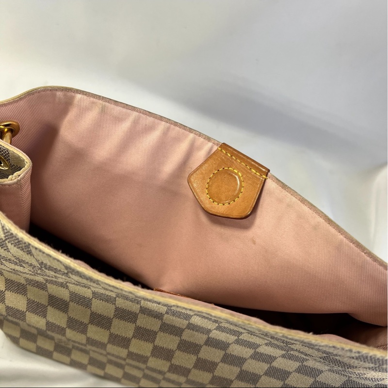 二手Louis Vuitton LV白色棋盤格graceful單肩肩背包PM-21