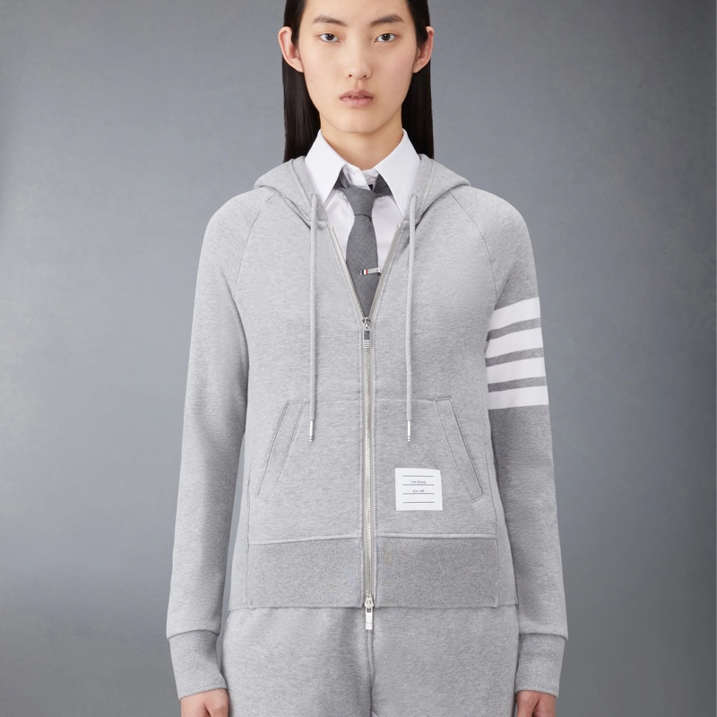 促銷品 Thom Browne 女款 灰色 四道槓 連帽外套 #38 40-1