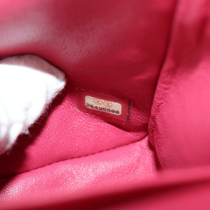 【日本直送】香奈兒 (CHANEL) 菱格紋鏈條肩背包，魚子醬紋皮革，紅色，銀色雙C標誌，貨號 138977M-9