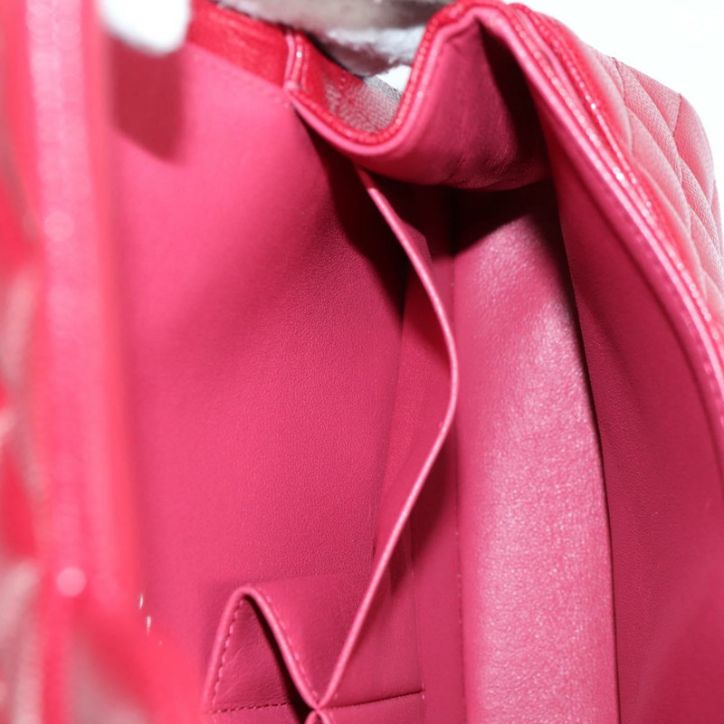 【日本直送】香奈兒 (CHANEL) 菱格紋鏈條肩背包，魚子醬紋皮革，紅色，銀色雙C標誌，貨號 138977M-27