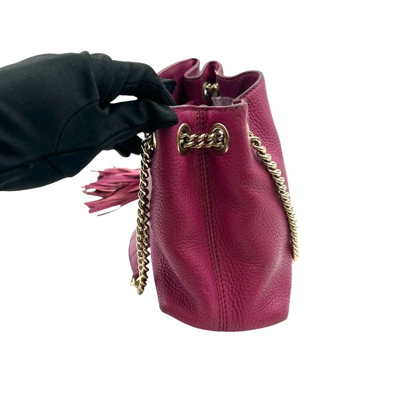 【美收精品】GUCCI 桃紅流蘇肩背包 B-793【隔月月中將轉賣至日本 上架期限30天】-3