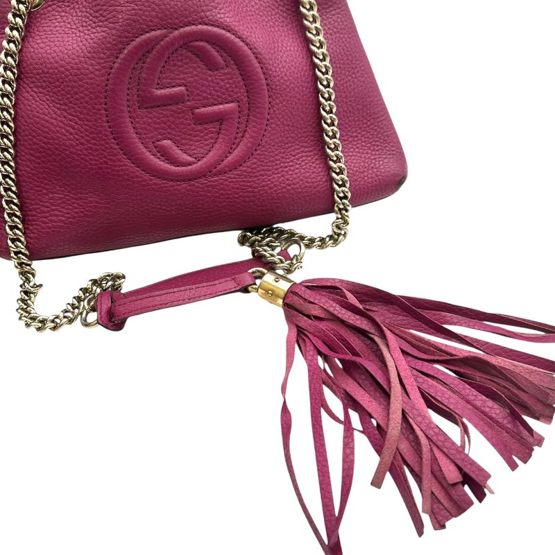 【美收精品】GUCCI 桃紅流蘇肩背包 B-793【隔月月中將轉賣至日本 上架期限30天】-10