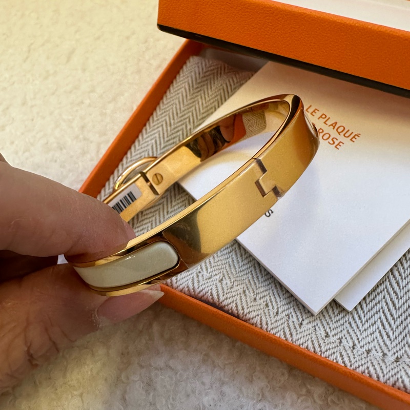 愛馬仕Hermes豬鼻子法琅手鐲,玫瑰金色-10