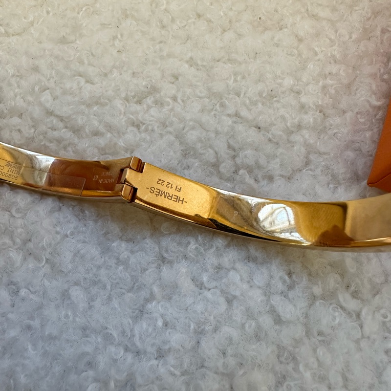 愛馬仕Hermes豬鼻子法琅手鐲,玫瑰金色-11