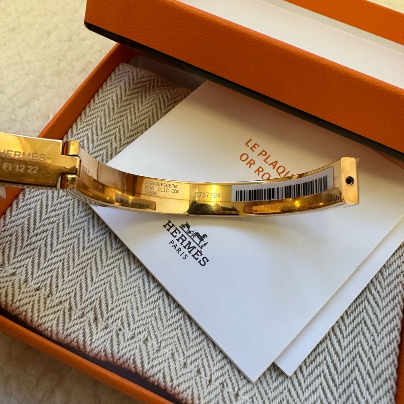 愛馬仕Hermes豬鼻子法琅手鐲,玫瑰金色-12