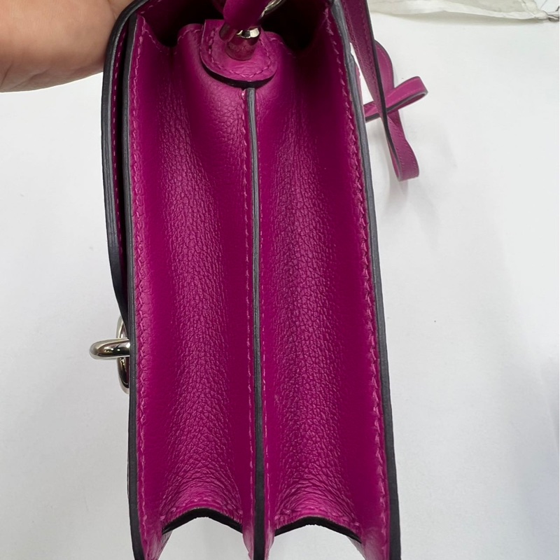 🌈Hermes💜Mini Roulis 19💜L3玫瑰紫銀扣🌟98新🌈evercolor皮🌟-6