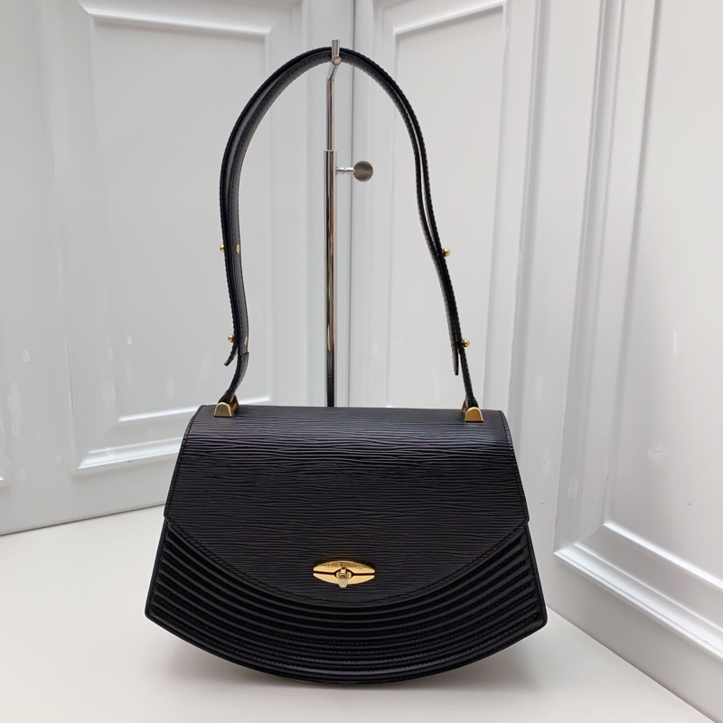 98新LV路易威登 經典中古水波紋黑色扇形兩用包 -0