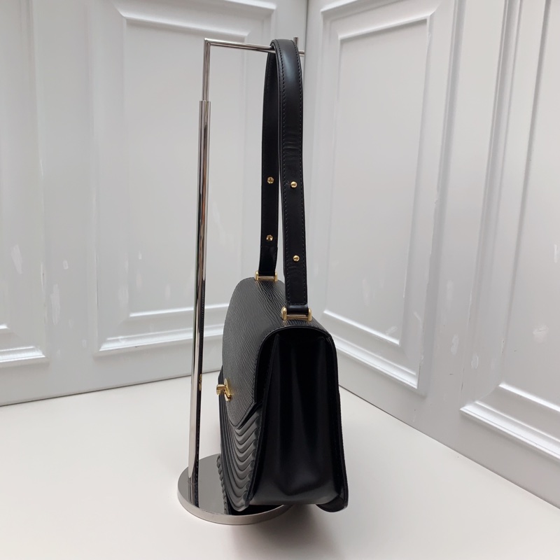 98新LV路易威登 經典中古水波紋黑色扇形兩用包 -2