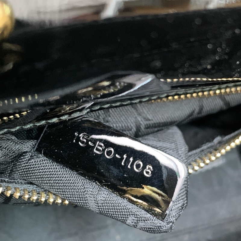 98新 DIOR 迪奧黑金漆皮三格戴妃-8