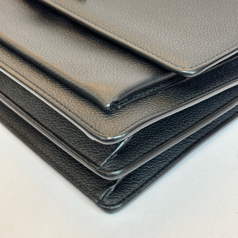 YSL/聖羅蘭黑銀牛皮日落中號鏈條包銀色扣-4