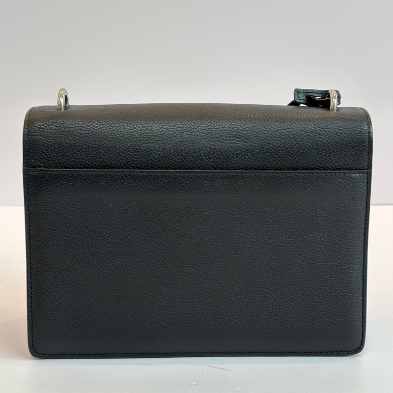 YSL/聖羅蘭黑銀牛皮日落中號鏈條包銀色扣-11