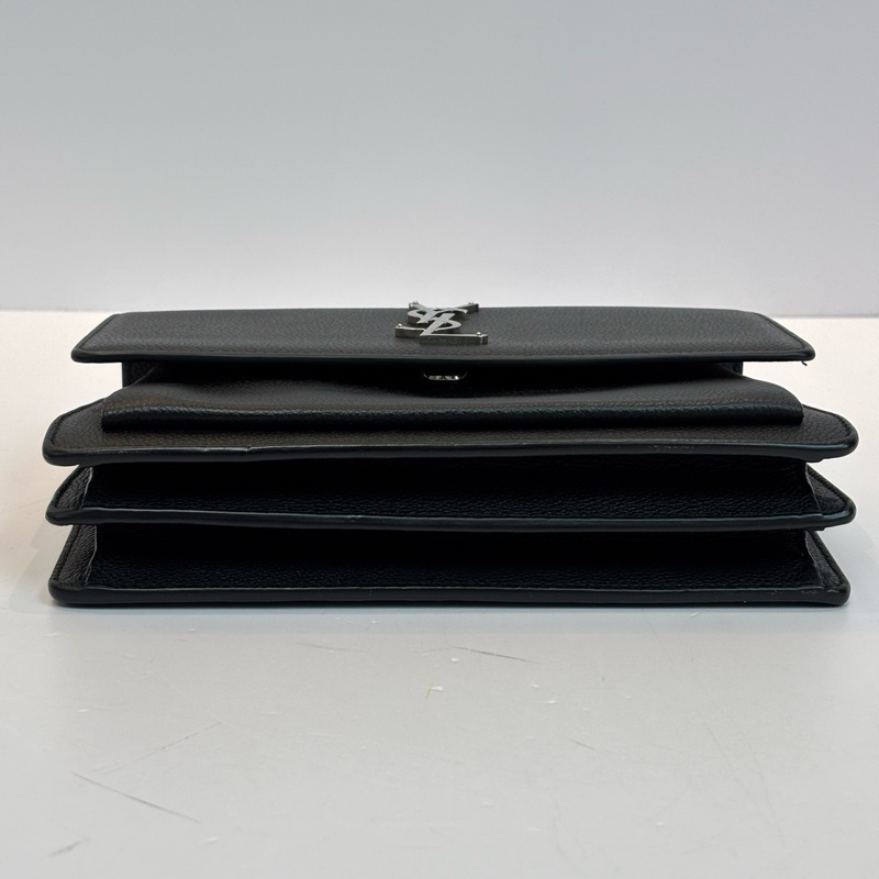 YSL/聖羅蘭黑銀牛皮日落中號鏈條包銀色扣-12