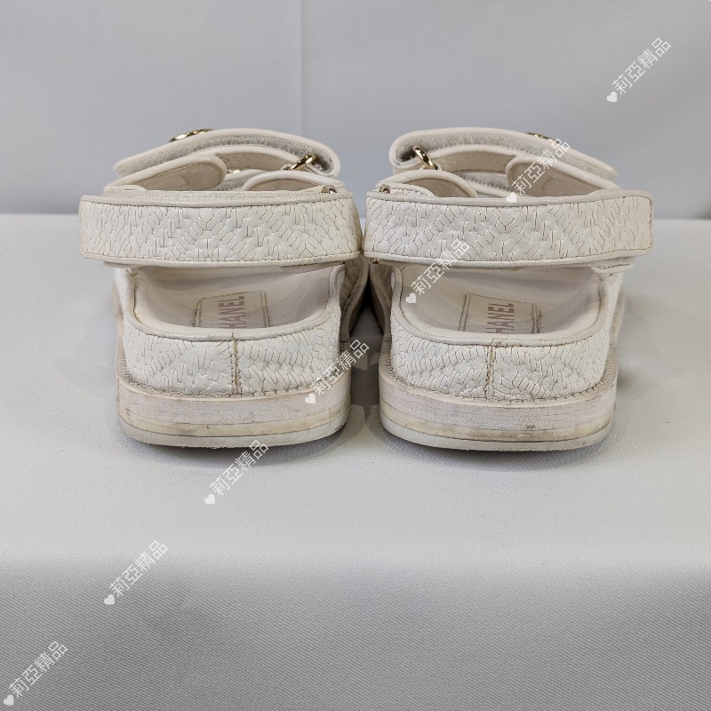 莉亞精品♡Chanel 金幣釦涼拖鞋 尺碼37 二手美鞋-5