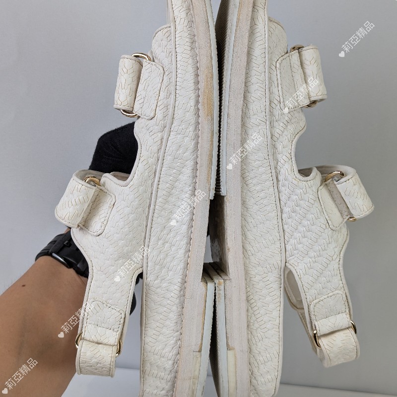 莉亞精品♡Chanel 金幣釦涼拖鞋 尺碼37 二手美鞋-6