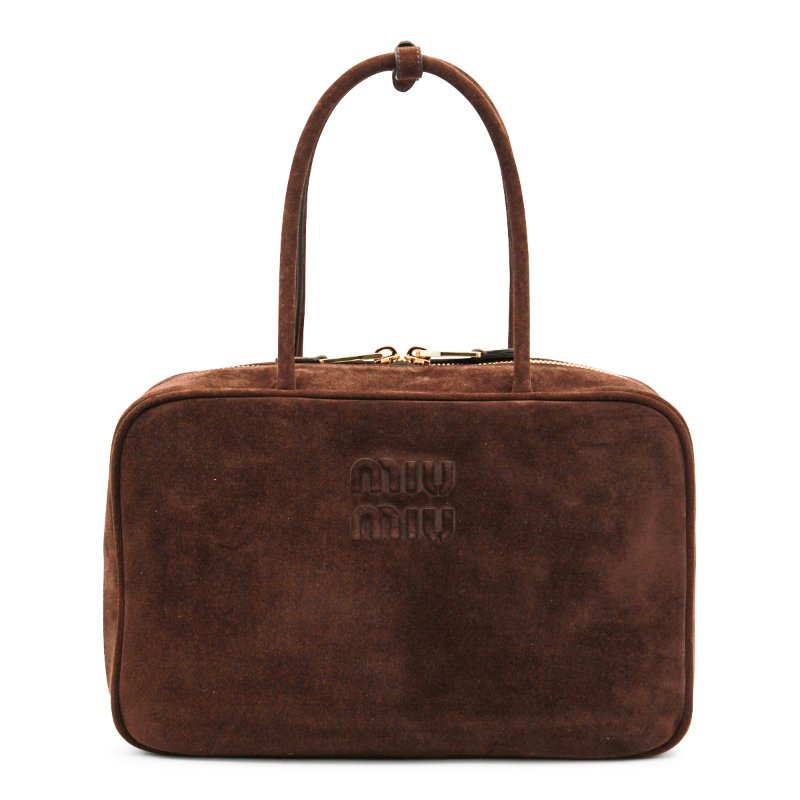 🎉新品好折扣✨Miu Miu 5BB117 大款麂皮 Beau 保齡球包 可可棕色-9