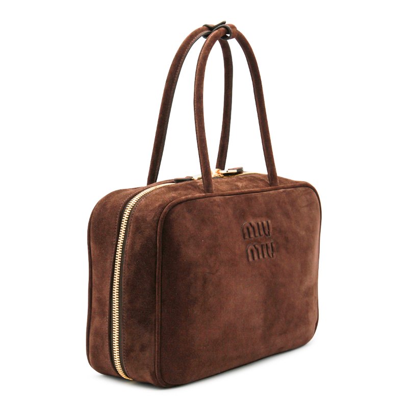 🎉新品好折扣✨Miu Miu 5BB117 大款麂皮 Beau 保齡球包 可可棕色-10