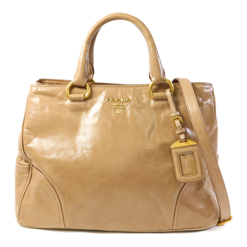 PRADA 牛皮皮革2 Way Shoulder金扣手挽肩背兩用袋-0