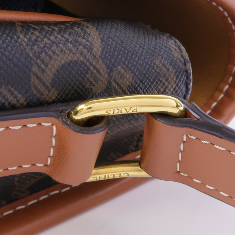 CELINE 塗層帆布Folco Bag金扣肩背袋-7