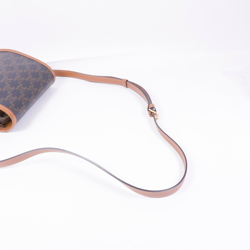 CELINE 塗層帆布Folco Bag金扣肩背袋-8