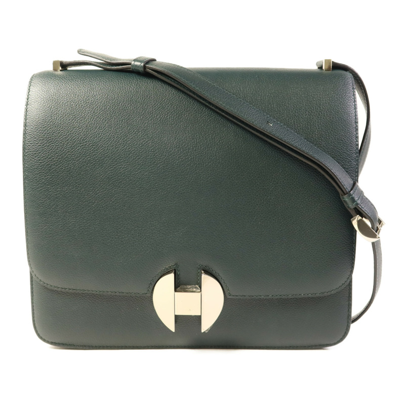 HERMES Evercolor皮革2002 26銀扣肩背袋Vert Cypress-0