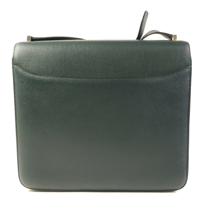 HERMES Evercolor皮革2002 26銀扣肩背袋Vert Cypress-1