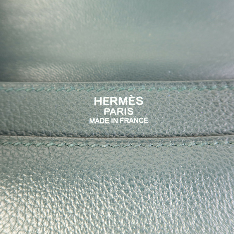 HERMES Evercolor皮革2002 26銀扣肩背袋Vert Cypress-6
