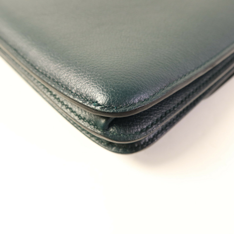 HERMES Evercolor皮革2002 26銀扣肩背袋Vert Cypress-11