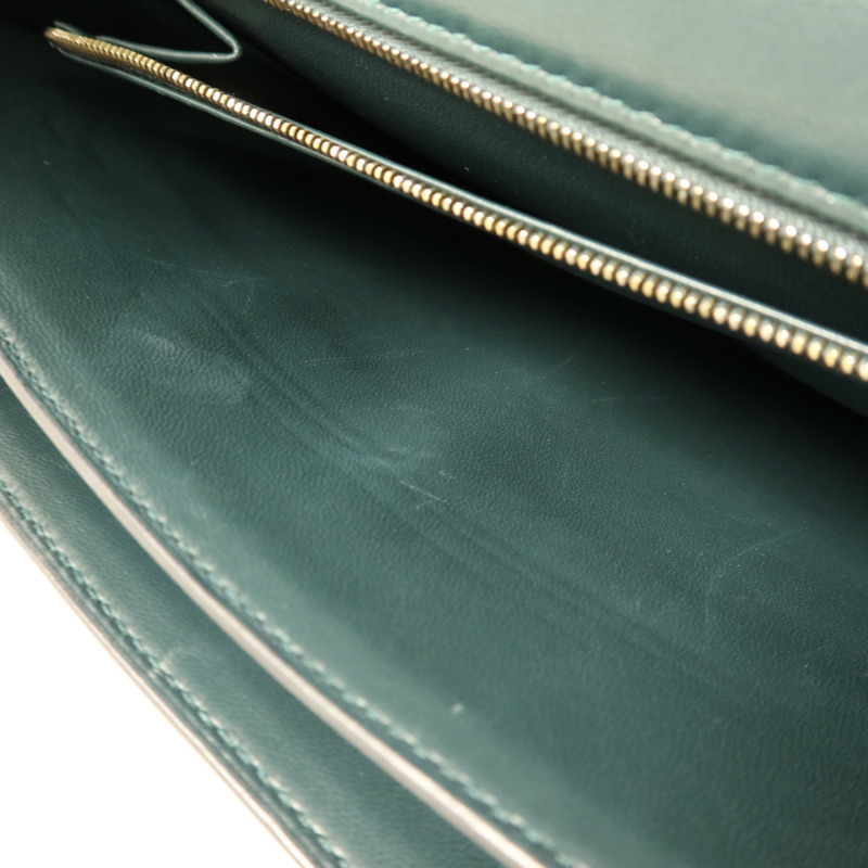 HERMES Evercolor皮革2002 26銀扣肩背袋Vert Cypress-16