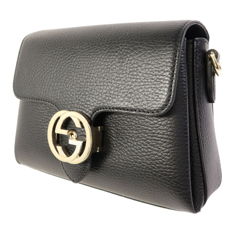 GUCCI 牛皮皮革Chain Shoulder金扣鏈帶肩背袋-1