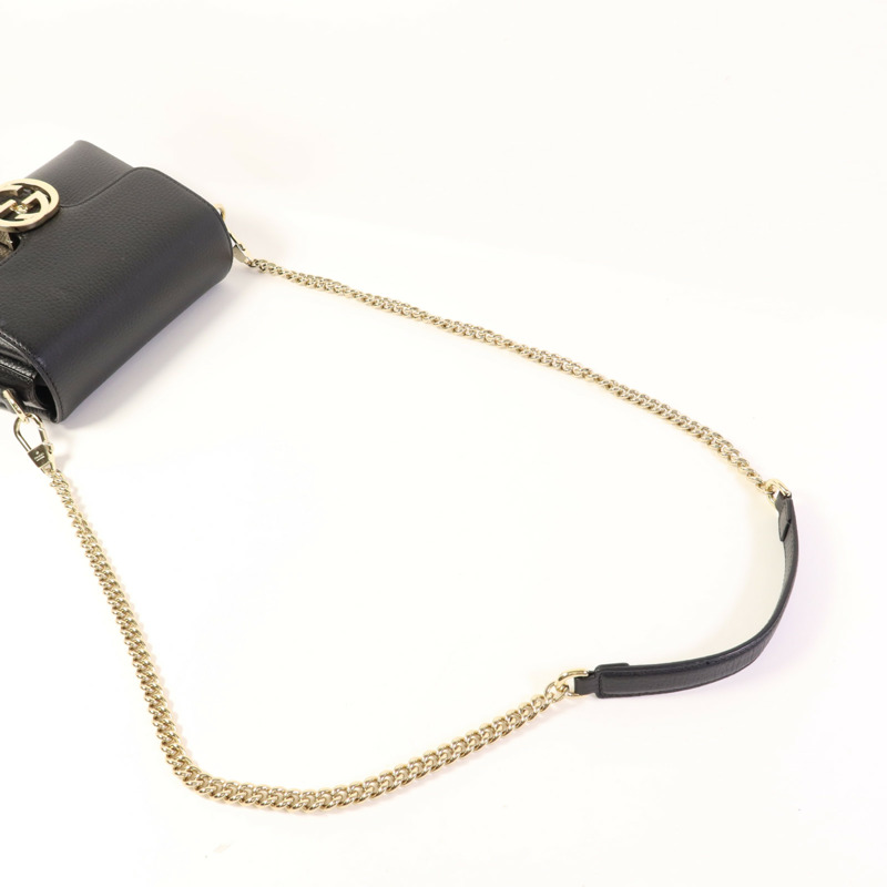 GUCCI 牛皮皮革Chain Shoulder金扣鏈帶肩背袋-4