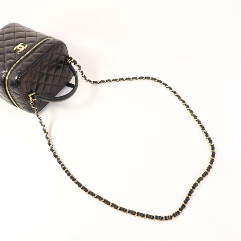 CHANEL 羊皮皮革Vanity Case金扣手挽肩背兩用袋-4