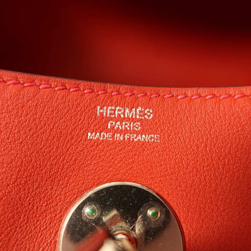 HERMES Swift皮革Lindy 26銀扣手挽肩背兩用袋Rouge Casaque-5