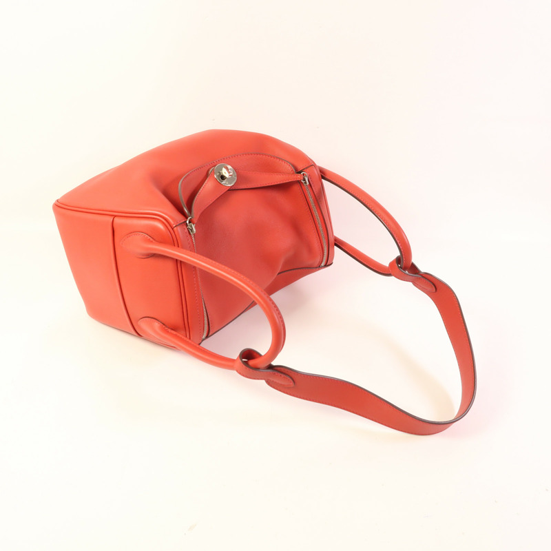 HERMES Swift皮革Lindy 26銀扣手挽肩背兩用袋Rouge Casaque-7