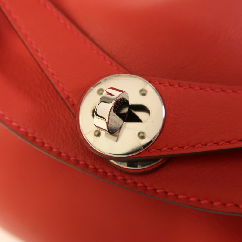 HERMES Swift皮革Lindy 26銀扣手挽肩背兩用袋Rouge Casaque-9