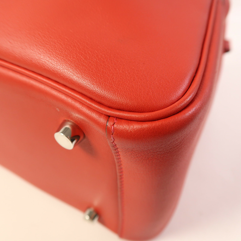 HERMES Swift皮革Lindy 26銀扣手挽肩背兩用袋Rouge Casaque-11