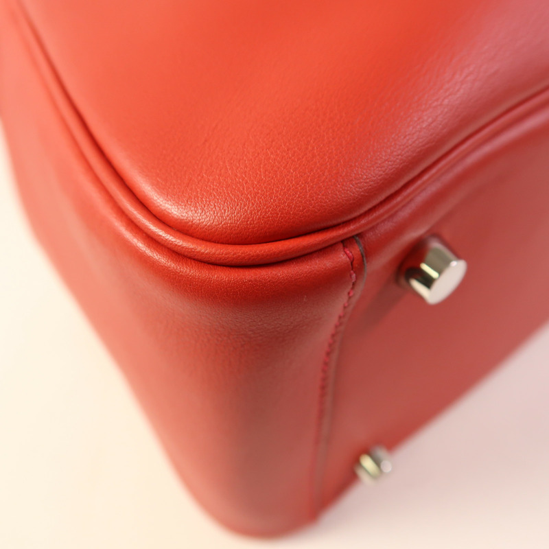 HERMES Swift皮革Lindy 26銀扣手挽肩背兩用袋Rouge Casaque-12