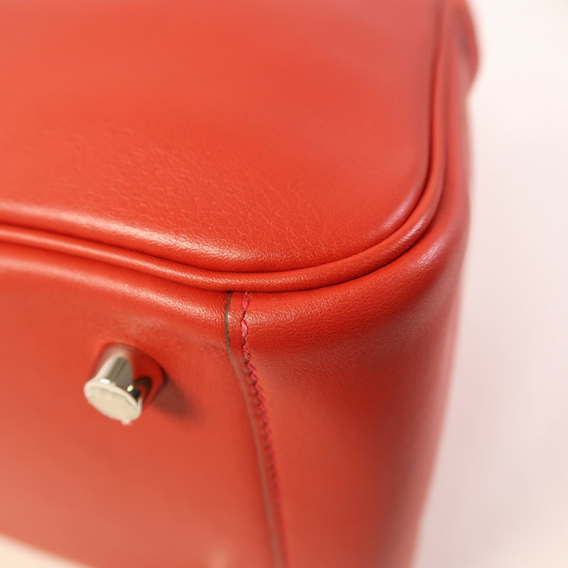 HERMES Swift皮革Lindy 26銀扣手挽肩背兩用袋Rouge Casaque-13