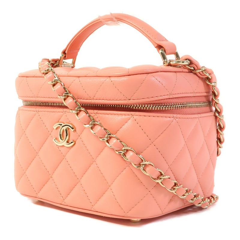 CHANEL 羊皮皮革Vanity Case金扣手挽肩背兩用袋-2