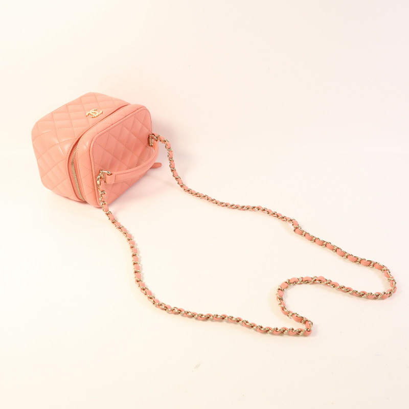 CHANEL 羊皮皮革Vanity Case金扣手挽肩背兩用袋-7