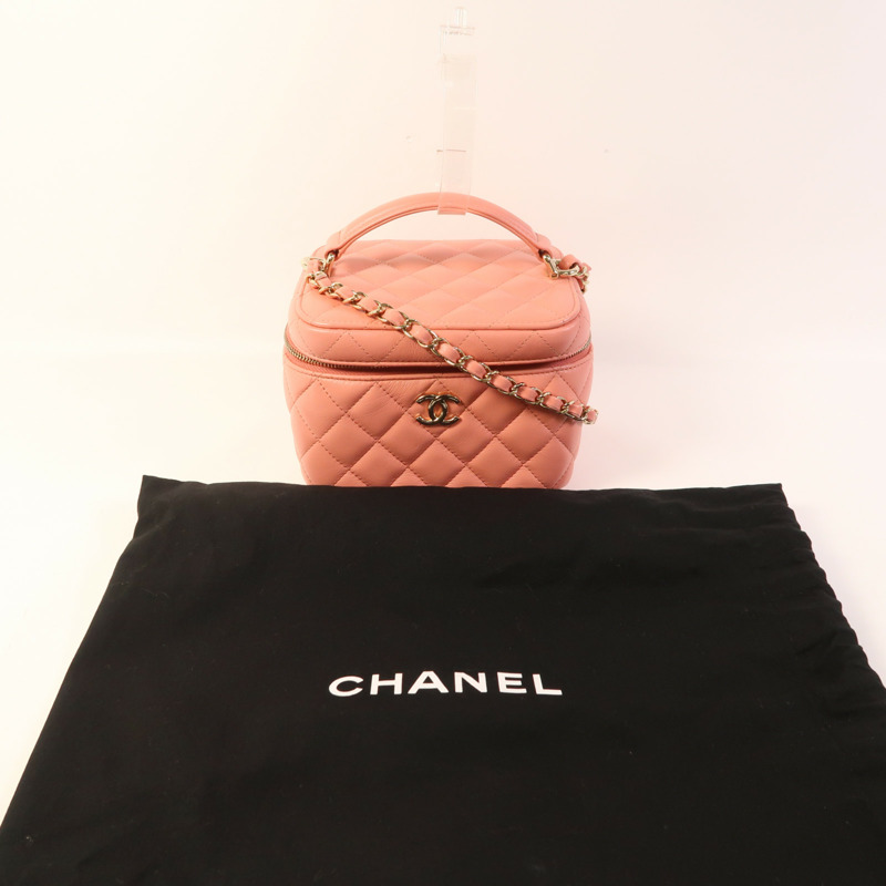 CHANEL 羊皮皮革Vanity Case金扣手挽肩背兩用袋-9