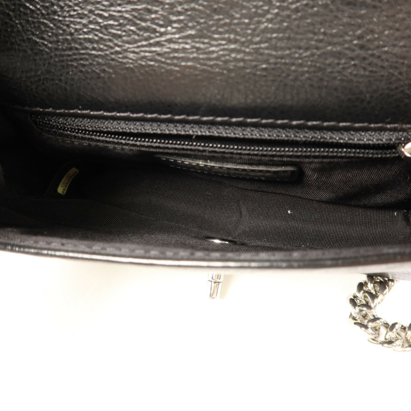 CHANEL 牛皮皮革Chain Shoulder銀扣鏈帶肩背袋-5