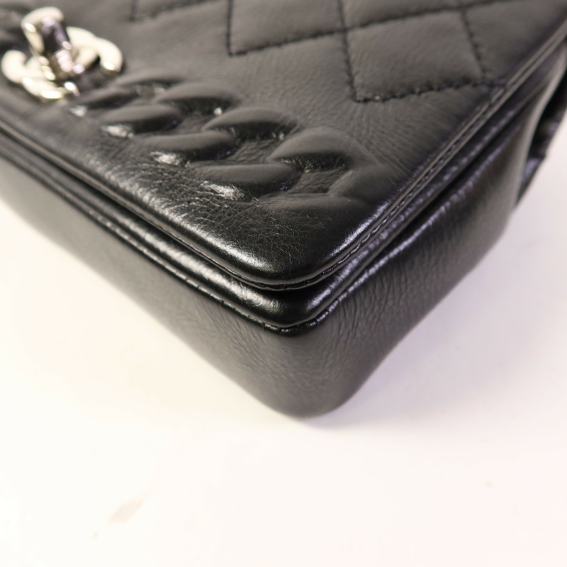 CHANEL 牛皮皮革Chain Shoulder銀扣鏈帶肩背袋-10