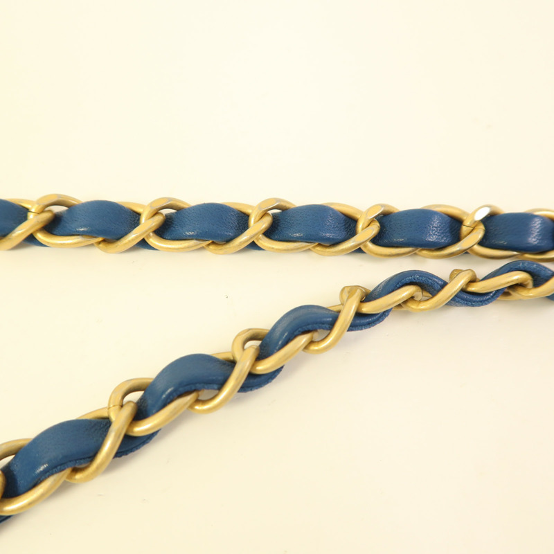 CHANEL 羊皮皮革Chain Shoulder金扣手挽肩背兩用袋-14