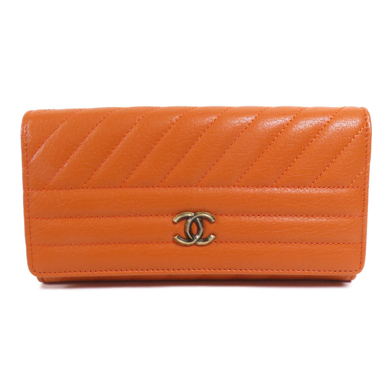 CHANEL 牛皮皮革Long Wallet金扣長錢包-0