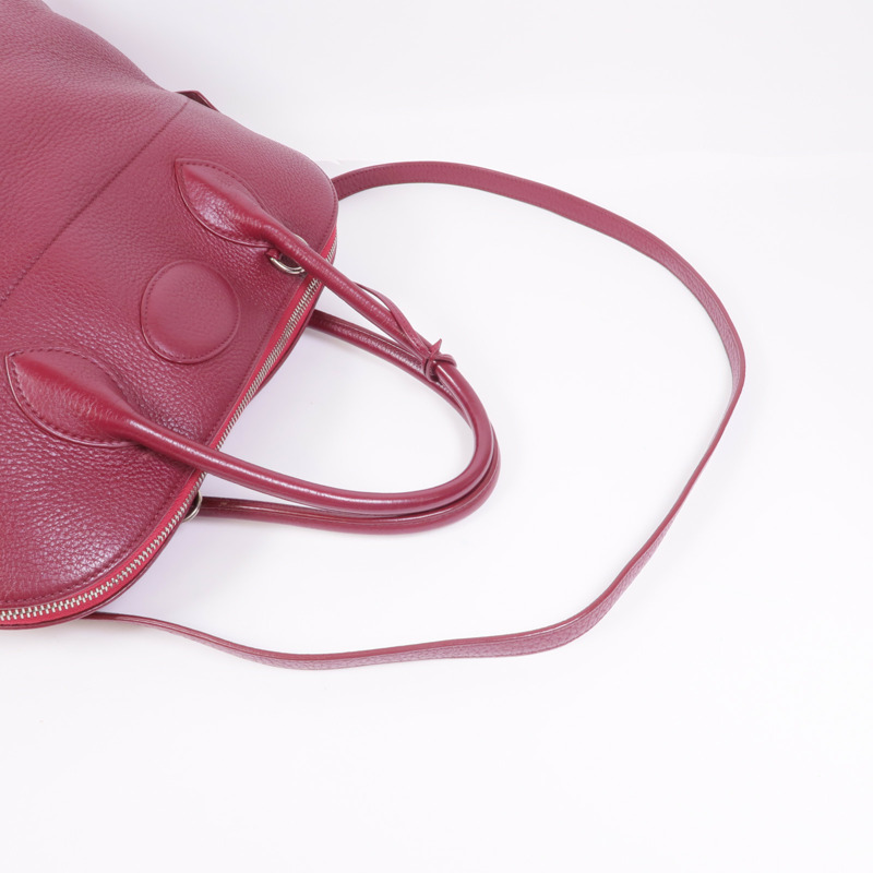 HERMES Clemence皮革Bolide 35銀扣手挽肩背兩用袋Rubis-7
